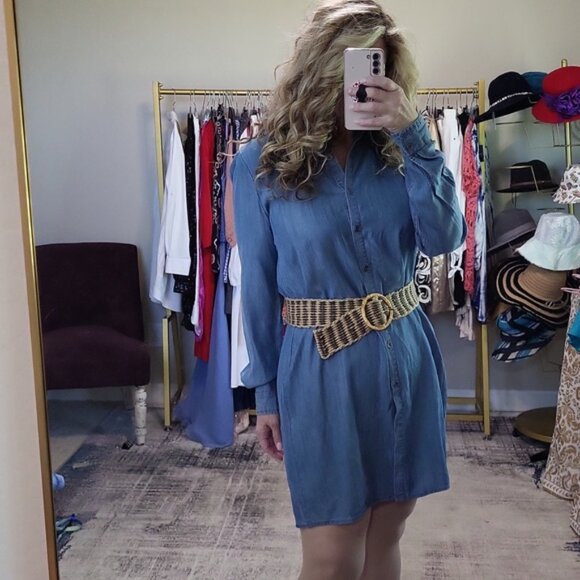 Bobeau Lace-Up Chambray Shirt Dress - Picture 5 of 14